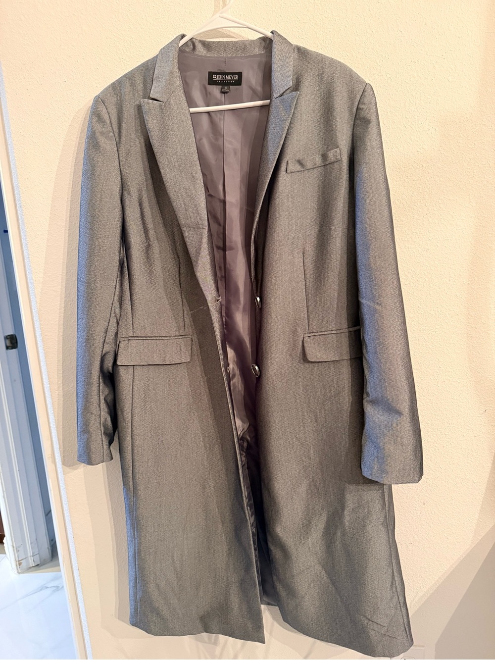 John Meyer Silver Long Blazer Coat